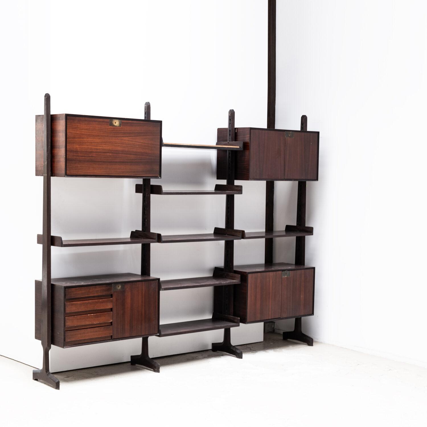 Wood Bookcase 3 Modules by Vittorio Dassi, 1950s