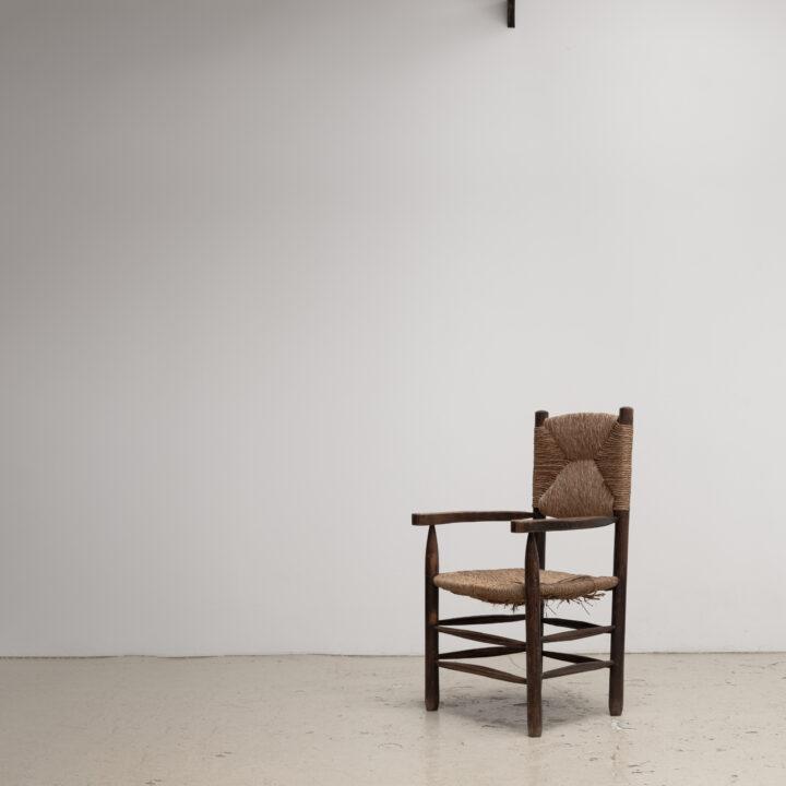 PIERRE JEANNERET -Rush Arm Chair 1950s, attributed