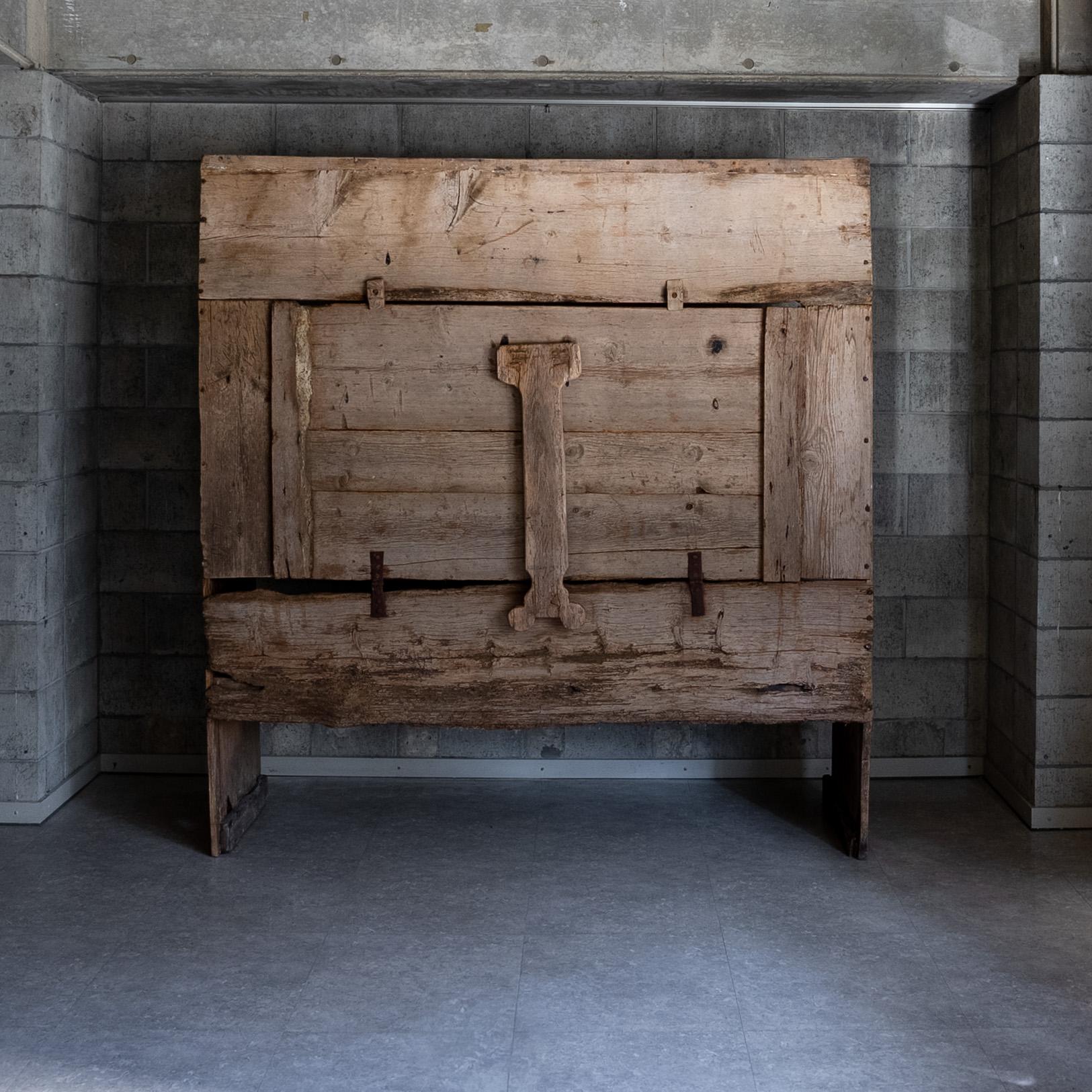 Wooden bench with table