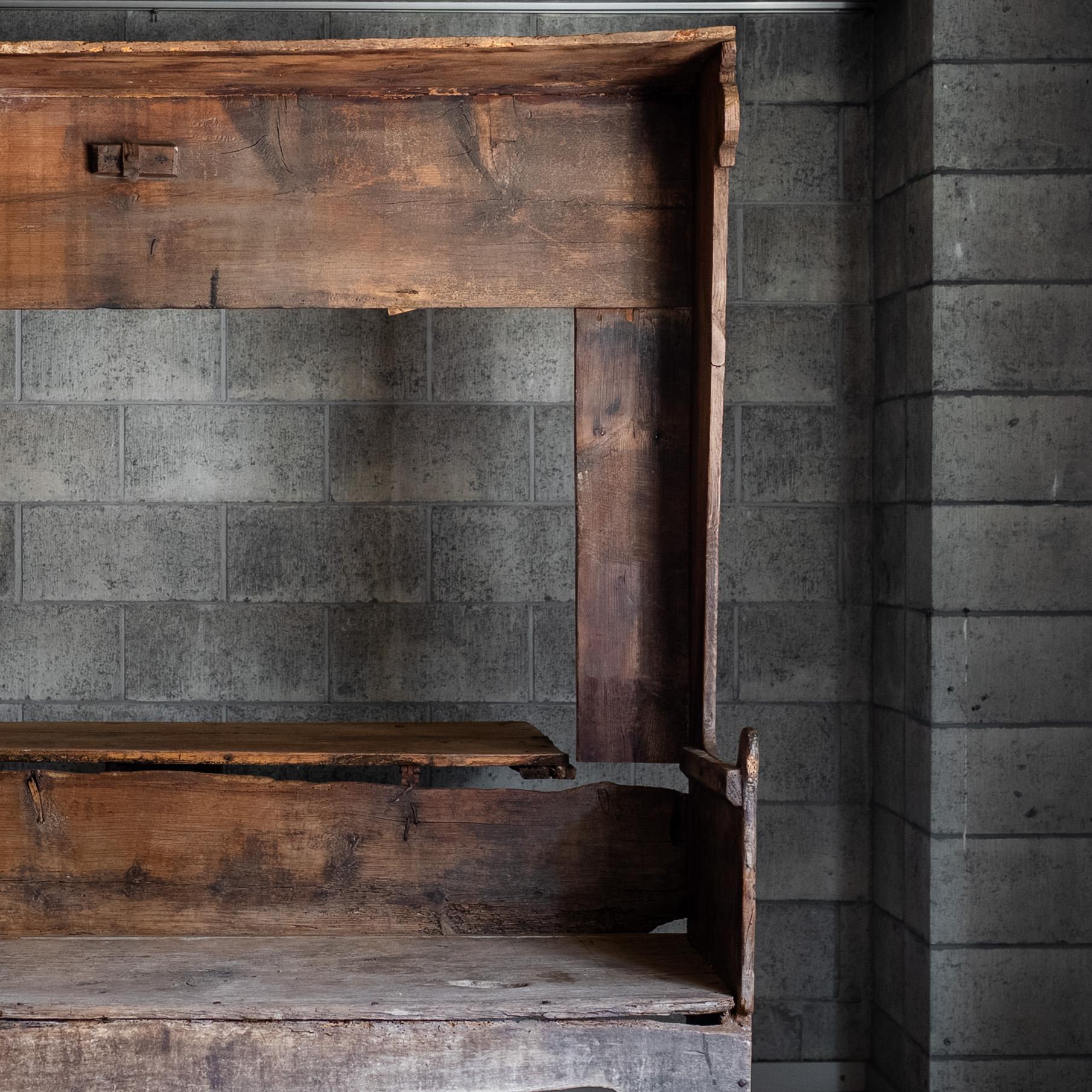 Wooden bench with table