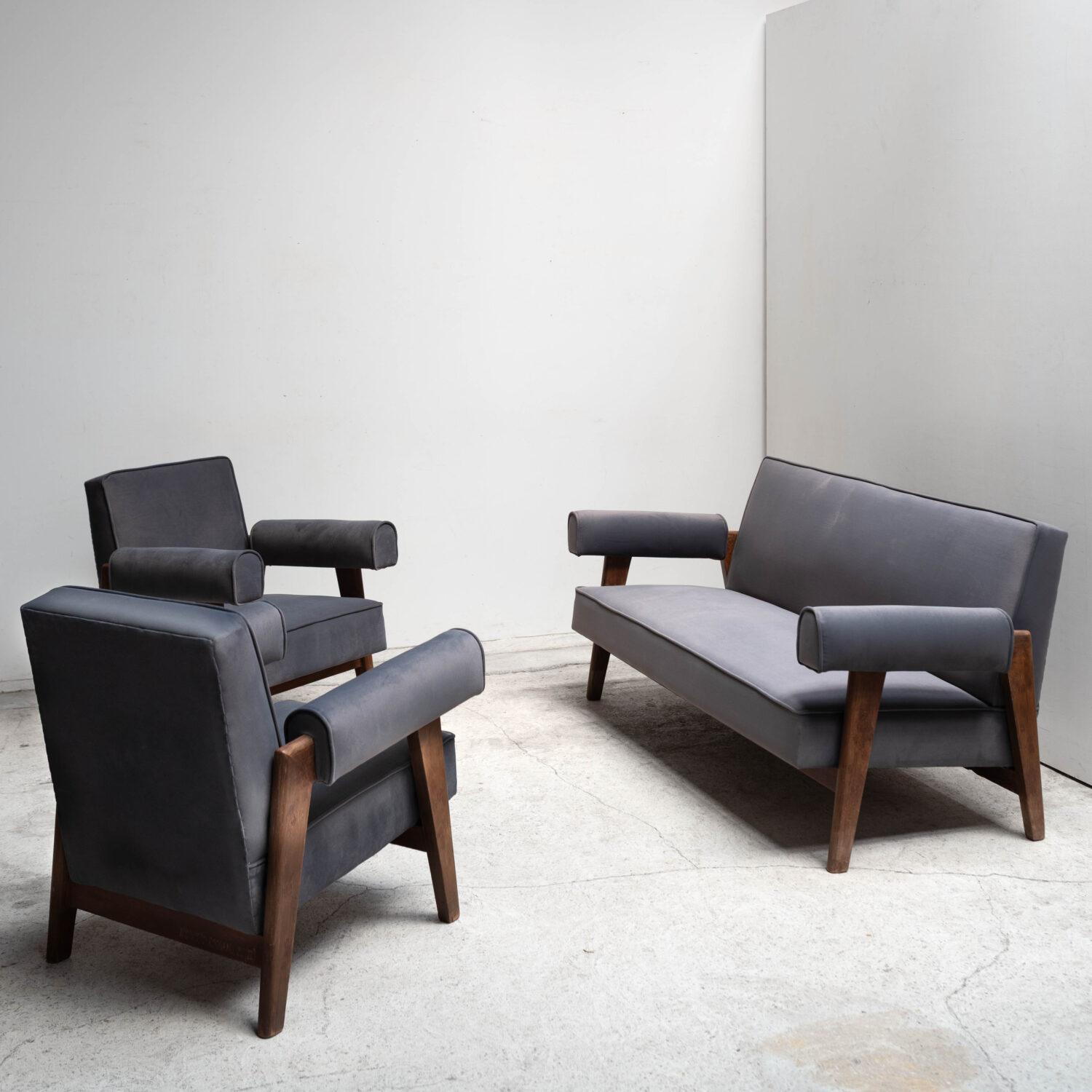 PIERRE JEANNERET – Sofa and Armchairs Set