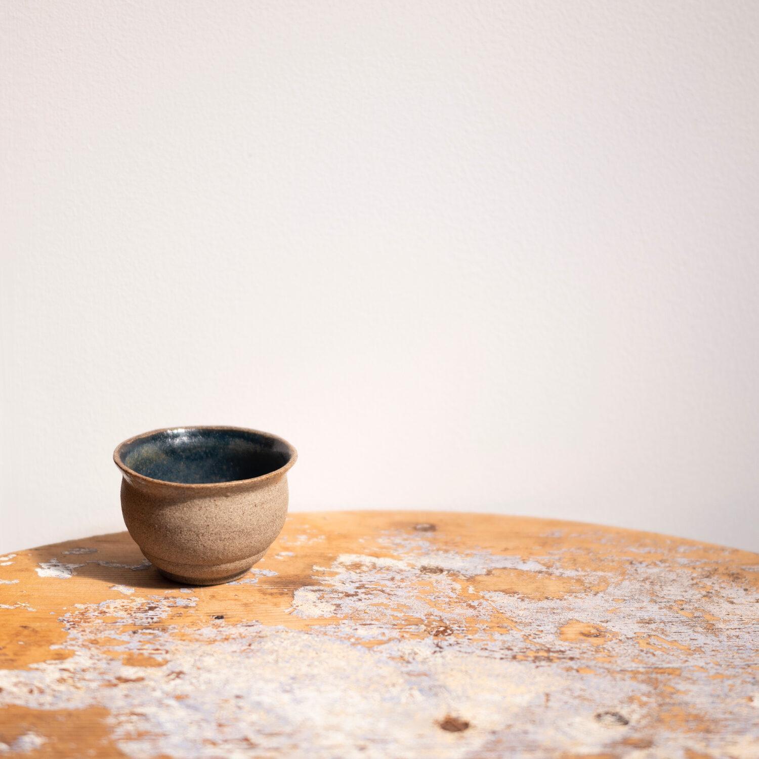Teacup / Grey Clay and Blue + Sheer Glaze