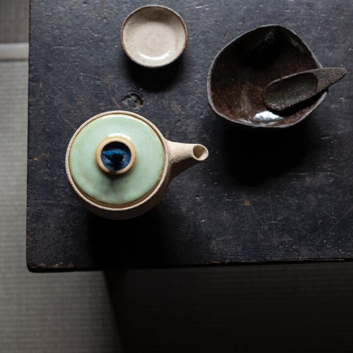 Teapot with Indigo Dyed Fabric
