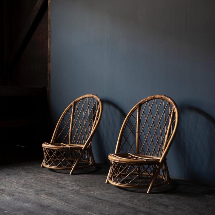 Pair of Rattan Low Chairs