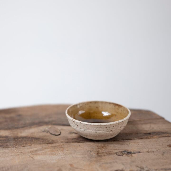 Small Cup or Bowl / Line Pattern and Khaki Brown Glaze